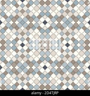 Tangled modern pattern, based on traditional oriental arabic geometric repeat patterns. Seamless vector background. Plain neutral natural colors - eas Stock Vector