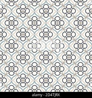 Tangled modern pattern, based on traditional oriental arabic geometric repeat patterns. Seamless vector background. Plain neutral natural colors - eas Stock Vector