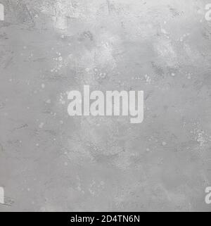 Empty handmade background made of cement or plaster painted in shades of gray color. Surface has textured scratches, spots and stains. Stock Photo