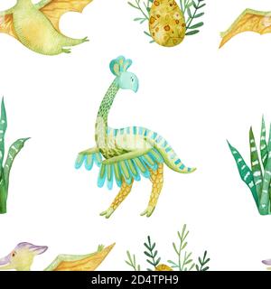 Dino endless background. Cute pattern for children textile. Stock Photo