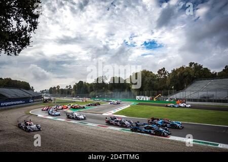 Monza, Italy. 11th October, 2020. Start of the race during the 2020 4 Hours of Monza, 4th round of the 2020 European Le Mans Series, from October 9 to 11, 2020 on the Autodromo Nazionale di Monza, Italy - Photo Thomas Fenetre / DPPI Credit: LM/DPPI/Thomas Fenetre/Alamy Live News Stock Photo