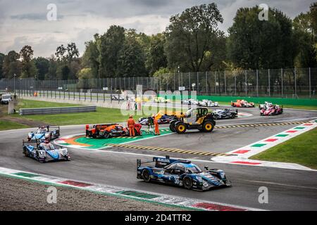 Monza, Italy. 11th October, 2020. Start of the race during the 2020 4 Hours of Monza, 4th round of the 2020 European Le Mans Series, from October 9 to 11, 2020 on the Autodromo Nazionale di Monza, Italy - Photo Thomas Fenetre / DPPI Credit: LM/DPPI/Thomas Fenetre/Alamy Live News Stock Photo