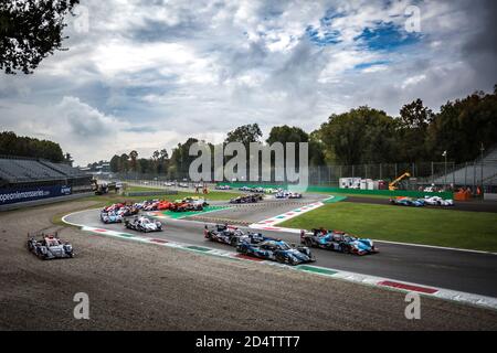 Monza, Italy. 11th October, 2020. Start of the race during the 2020 4 Hours of Monza, 4th round of the 2020 European Le Mans Series, from October 9 to 11, 2020 on the Autodromo Nazionale di Monza, Italy - Photo Thomas Fenetre / DPPI Credit: LM/DPPI/Thomas Fenetre/Alamy Live News Stock Photo