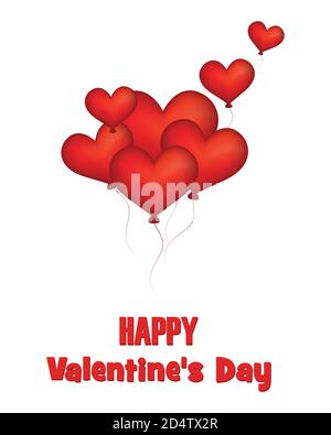A bouquet of balls in the shape of a heart. Greeting card for Valentine's Day. Vector illustration. An empty space for your ad or text. Stock Vector