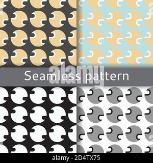 Seamless ornament from circles white,blue, black and beige. Stock Vector