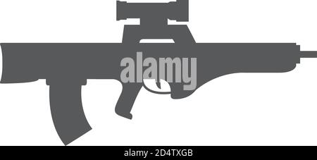 Firearms a vector in flat style. Automatic rifle, machine gun. Stock Vector