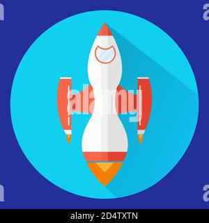 Icon the flying-up rocket. In flat style a vector. A design concept for the website. Stock Vector