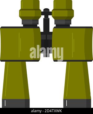Army binoculars. The tourist field-glass for travelers.The field-glass in flat style a vector. Stock Vector