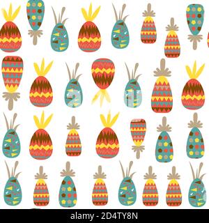 Abstract pineapples vector seamless pattern. It is located in swatch menu Stock Vector
