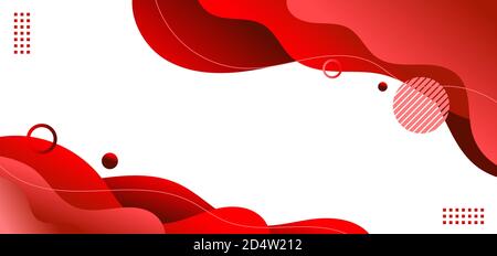 Banner web template red fluid or liquid shape with geometric elements on white background. Vector illustration Stock Vector