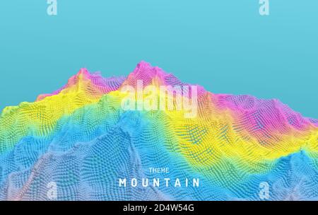 Landscape with mountains. Mountainous terrain. Abstract background. 3d vector illustration. Stock Vector