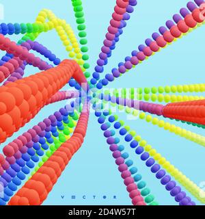 Connection structure with dynamic particles. 3D abstract background. Vector illustration. Stock Vector