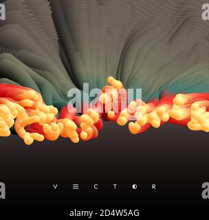 Array with dynamic emitted particles.  Abstract background. 3d vector illustration. Stock Vector