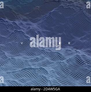 Pattern with stormy waves. Abstract background with dynamic particles. Texture. 3d vector Illustration. Stock Vector