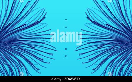 Point explode. Array with dynamic emitted particles. 3d technology style. Abstract background. Vector illustration. Stock Vector