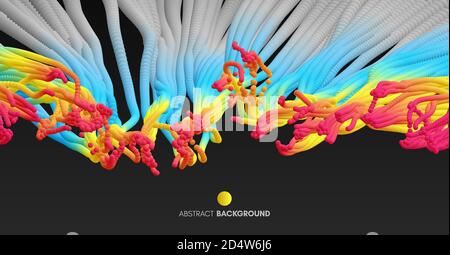 Array with dynamic emitted particles.  Abstract background. 3d vector illustration. Stock Vector