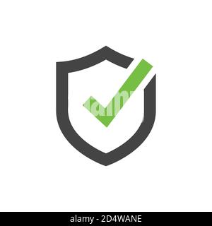 Shield with check mark, tick symbol. Secured, protection vector icon. Stock Vector