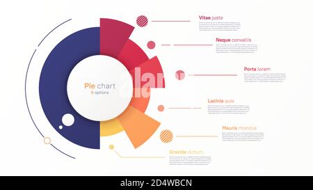 Vector circle chart design, modern template for creating infographics, presentations, reports, visualizations Stock Vector