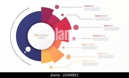 Vector circle chart design, modern template for creating infographics, presentations, reports, visualizations Stock Vector