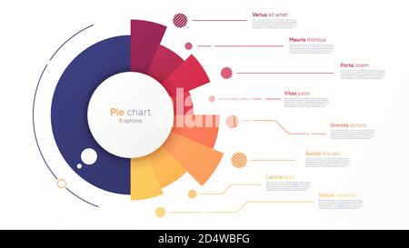 Vector circle chart design, modern template for creating infographics, presentations, reports, visualizations Stock Vector