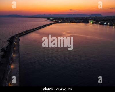 Aerial view of Kalamata port at dusk, one of the biggest ports in Peloponnese, Greece Stock Photo