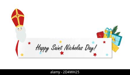 Saint Nicholas, character isolated on white background. Happy saint nicholas day Stock Vector