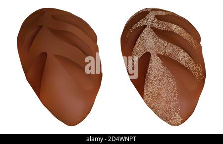 Rye grain whole bread isolated on white background. Realistic bakery vector illustration Stock Vector