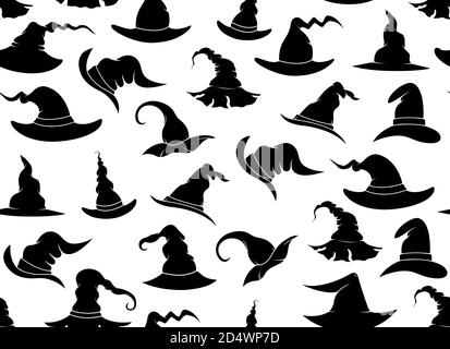 Seamless witch hats isolated on white Stock Photo