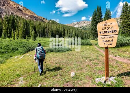 Entering Holy Cross Wilderness on the 485 mile Colorado Trail, Colorado Stock Photo