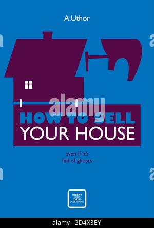 Human face as a part of house. Negative space concept illustration. Mid century style design. Stock Vector