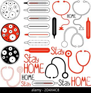 Coronavirus line icon set. Included icons as stethoscope, contagious, contagion, infection and more. Stock Vector