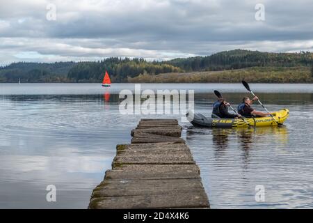 Kinlochard, Scotland, UK. 11th October, 2020. UK Weather: Paddling on Loch Ard which is in Loch Lomond and The Trossachs National Park. Credit: Skully/Alamy Live News Stock Photo