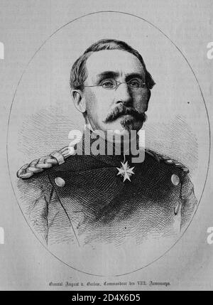 General  August Karl von Goeben (1816-1880), illustrated war history, German - French war 1870-1871 Stock Photo