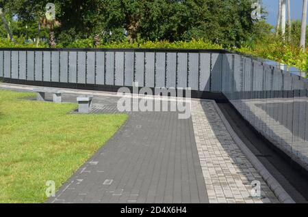 Vietnam Memorial Wall of Southwest Florida, at Veterans Park in Punta Gorda  is a half scale replica of the Vietnam Veterans Memorial in Washington DC Stock Photo