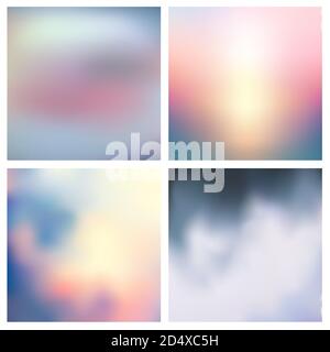 Abstract vector silvery gray white blurred background set Stock Vector