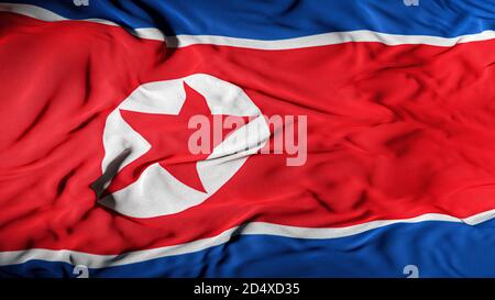 North Korean Flag | North Korea - Nation Cover Background - Government, Country, and Travel - Banner, 3D Illustration Stock Photo