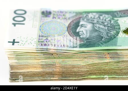 100 Polish Zloty Bills Pile Republic Of Poland Currency Stock Photo Alamy