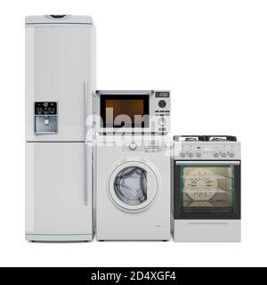 Concept Group Kitchen Electrical Appliances Microwave Coffee Machine  Blender Electric Cooker with Electric Oven 3d Render on White Stock  Illustration - Illustration of domestic, cleaning: 147703555