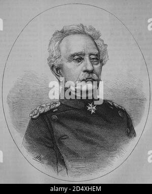General Karl Friedrich von Steinmetz, commander in chief of the 1st division of the prussian army, illustrated war history, German - French war 1870-1871 Stock Photo