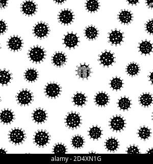 Coronavirus seamless background pattern. Black virus silhouettes. COVID-19 desease theme. Simple flat vector illustration Stock Vector