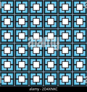 Geometric seamless pattern black and blue lattice with squares Stock Vector
