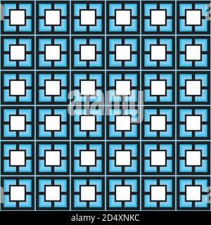 Geometric seamless pattern black and blue lattice with squares Stock Vector