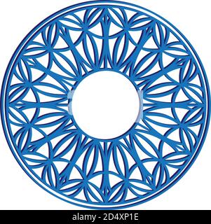 Blue geometric pattern in a circle. Vector mandala Stock Vector