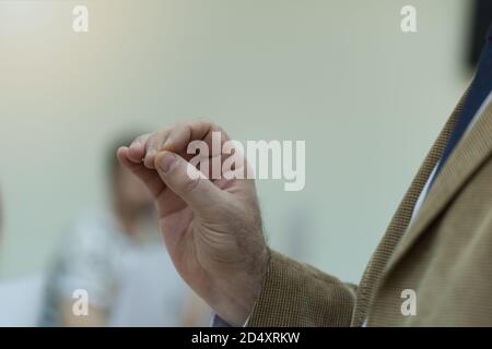 Selective focus on  teacher  while teaching and explaining lessons to students in classroom. Computer lab class, technology and aducation concept. Stock Photo