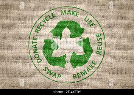 Circular Economy Textiles, make, use, reuse, swap, donate, recycle with eco clothes recycle icon sustainable fashion concept Stock Photo