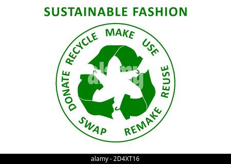 Circular Economy Textiles, make, use, reuse, swap, donate, recycle with eco clothes recycle icon sustainable fashion concept Stock Photo