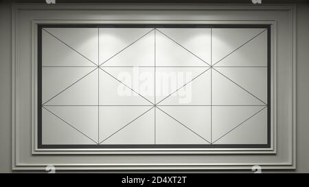 wall decor idea created with triangular geometry wooden modules background 3D rendering Stock Photo