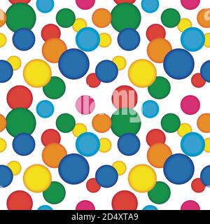 Seamless pattern of colored overlapping circles. Geometric colorful textile print. Stock Vector