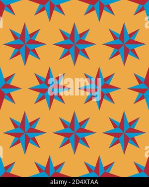 Eight-pointed stars seamless pattern. Stock Vector