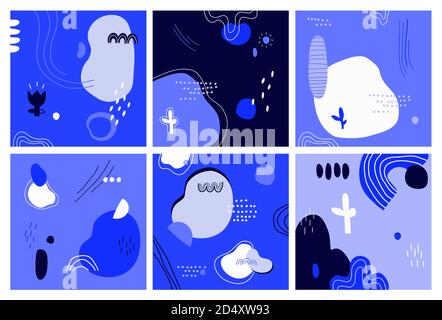 Hand drawn abstract backgrounds set Stock Vector